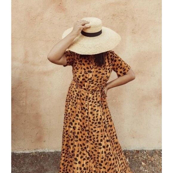 ANTHROPOLOGIE Porridge Vianne Maxi Shirt Dress Cheetah Animal Print Size 2 - Picture 10 of 16